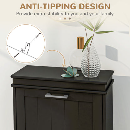 Slim Shoe Storage Cabinet with 2 Flip Drawers for Entryway, Black