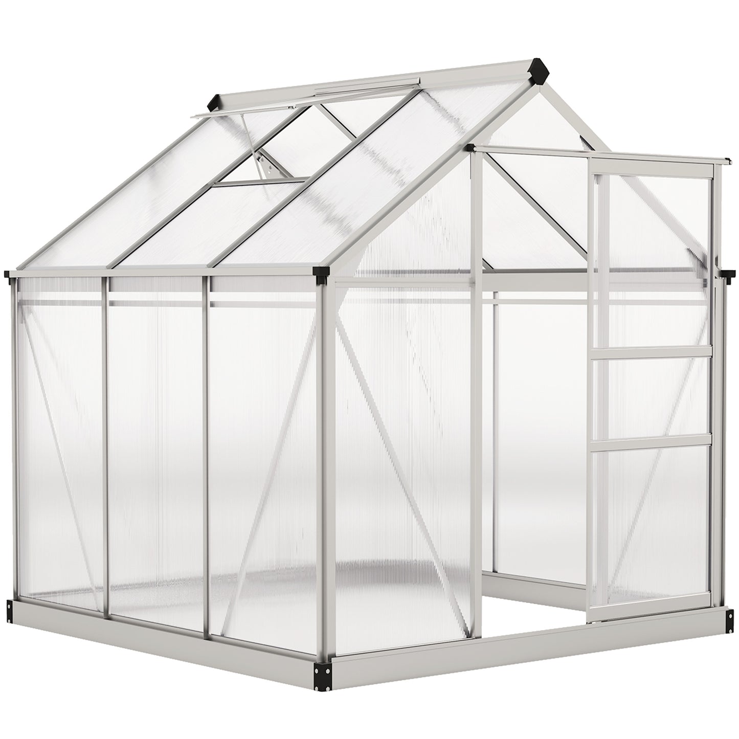 6x6ft Walk-In Polycarbonate Greenhouse Plant Grow Aluminium Frame