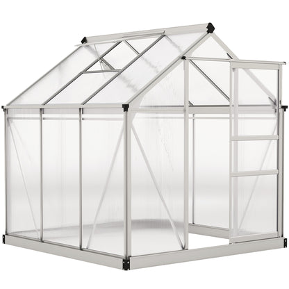 6x6ft Walk-In Polycarbonate Greenhouse Plant Grow Aluminium Frame