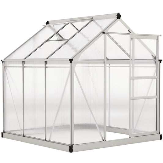 6x6ft Walk-In Polycarbonate Greenhouse Plant Grow Aluminium Frame