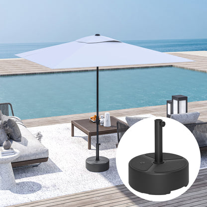 Round Garden Parasol Base, Sand/Water Filled Parasol Stand, Black