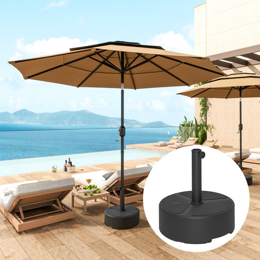 Round Garden Parasol Base, Sand/Water Filled Parasol Stand, Black