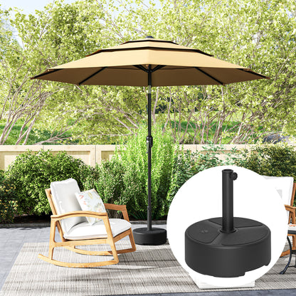 Round Garden Parasol Base, Sand/Water Filled Parasol Stand, Black
