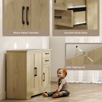 Sideboard with Soft-Close Doors, Modern Storage Cabinet Natural