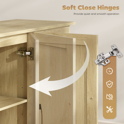Sideboard with Soft-Close Doors, Modern Storage Cabinet Natural