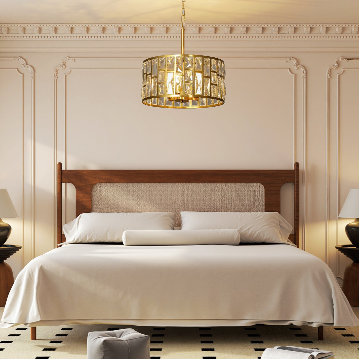 Modern Flush Mount Ceiling Light, Crystal Chandelier for Living Room