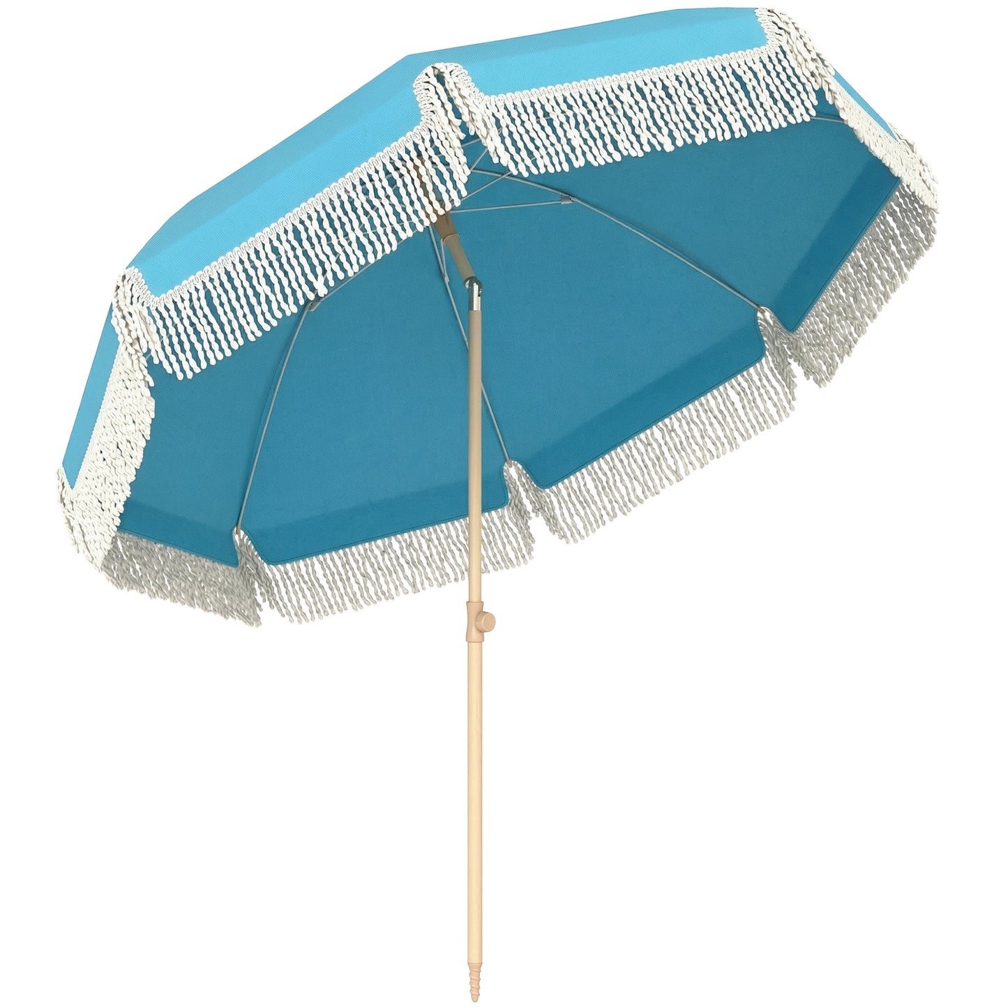 1.7 m Beach Umbrella, Adjustable Height Portable Parasol, Blue