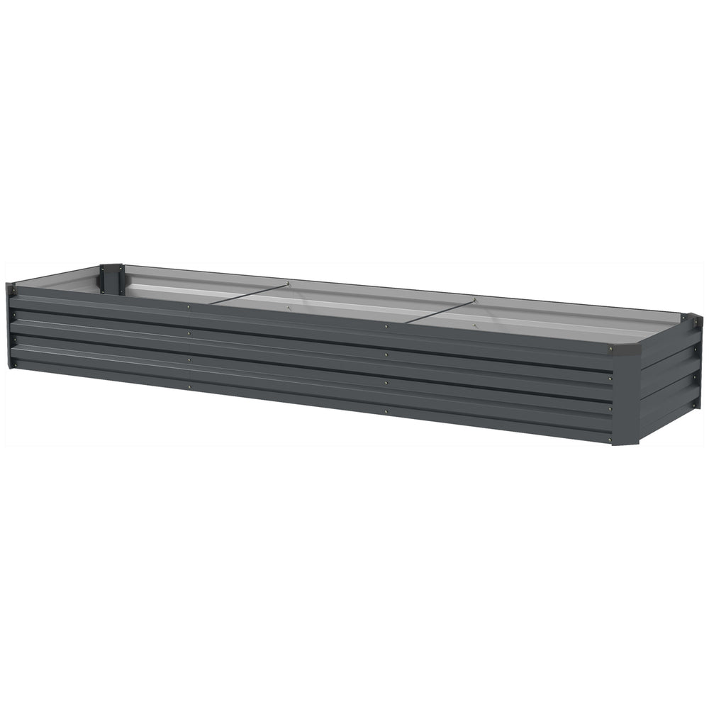 Galvanised Raised Bed for Garden, Rectangular Outdoor Elevated Planter Box with Safety Edging and Open Bottom for Growing Flowers, Herbs and Vegetables, 240 x 60cm, Grey