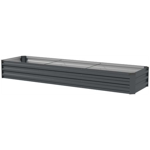 Galvanised Raised Bed for Garden, Rectangular Outdoor Elevated Planter Box with Safety Edging and Open Bottom for Growing Flowers, Herbs and Vegetables, 240 x 60cm, Grey