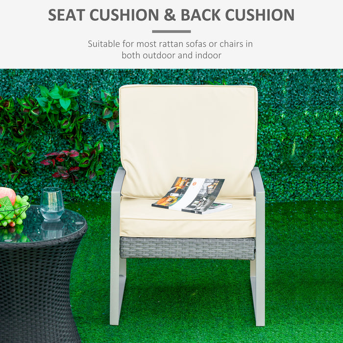 Set of 2 Garden Seat and Back Cushion Set, Replacement Cushions for Outdoor Furniture with Seat Cushion and Back Cushion, Cream White