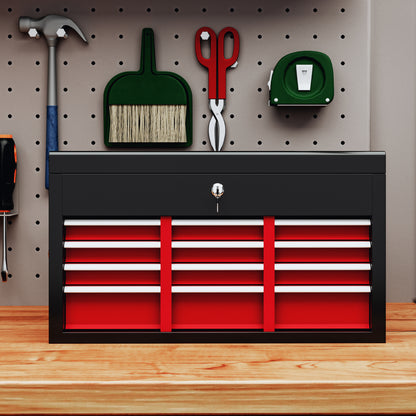 Lockable Metal Tool Chest w/ 6 Drawer, Ball Bearing Runners, Red