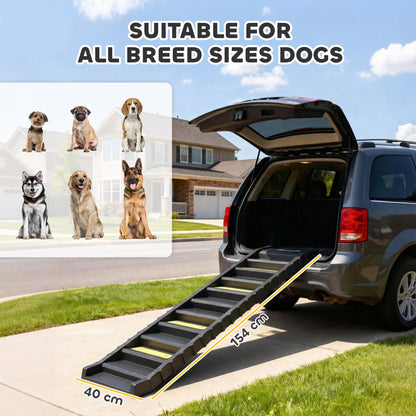 Foldable Dog Ramp for Car, Non-Slip Dog Stairs for SUVs Truck, Black