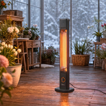 2000 W Electric Infrared Patio Heater with Cover, IP65, Black