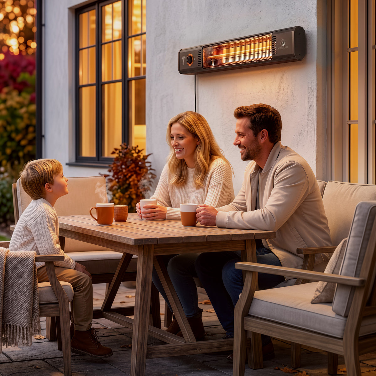 2000 W Electric Infrared Patio Heater with Cover, IP65, Black