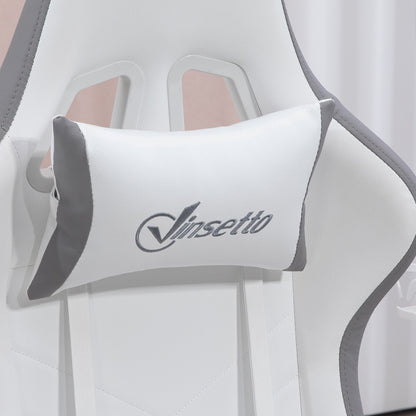 Racing Style Gaming Chair with Reclining Function Footrest, Grey