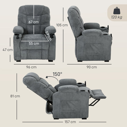 Electric Massage Recliner Chair with Heat, Reclining Chair, Dark Grey