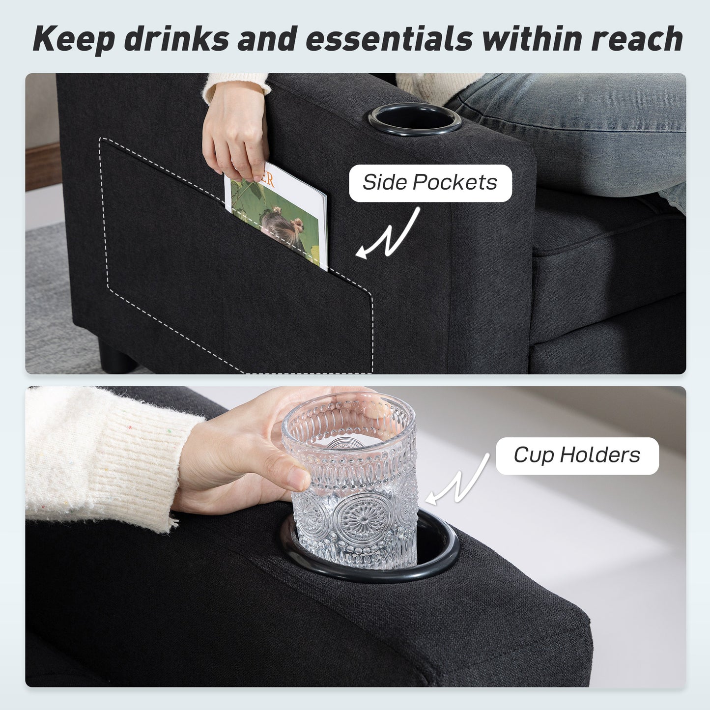 3-in-1 Sofa Bed, Convertible Sleeper Chair with Adjustable Backrest