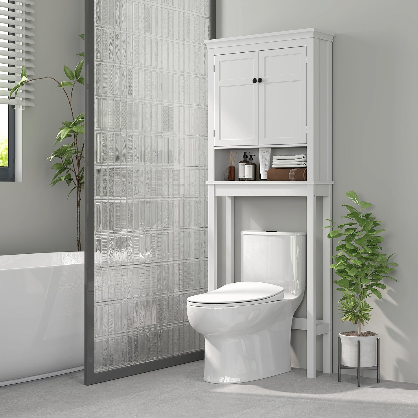 Over Toilet Storage Unit 3-Tier Freestanding Washing Machine Cabinet