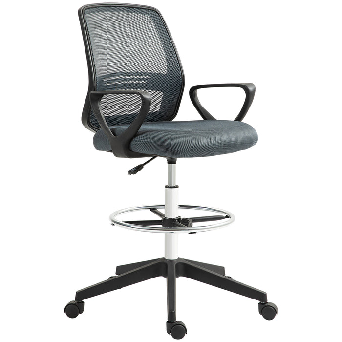 Draughtsman Chair Tall Office Chair with Adjustable Height Grey