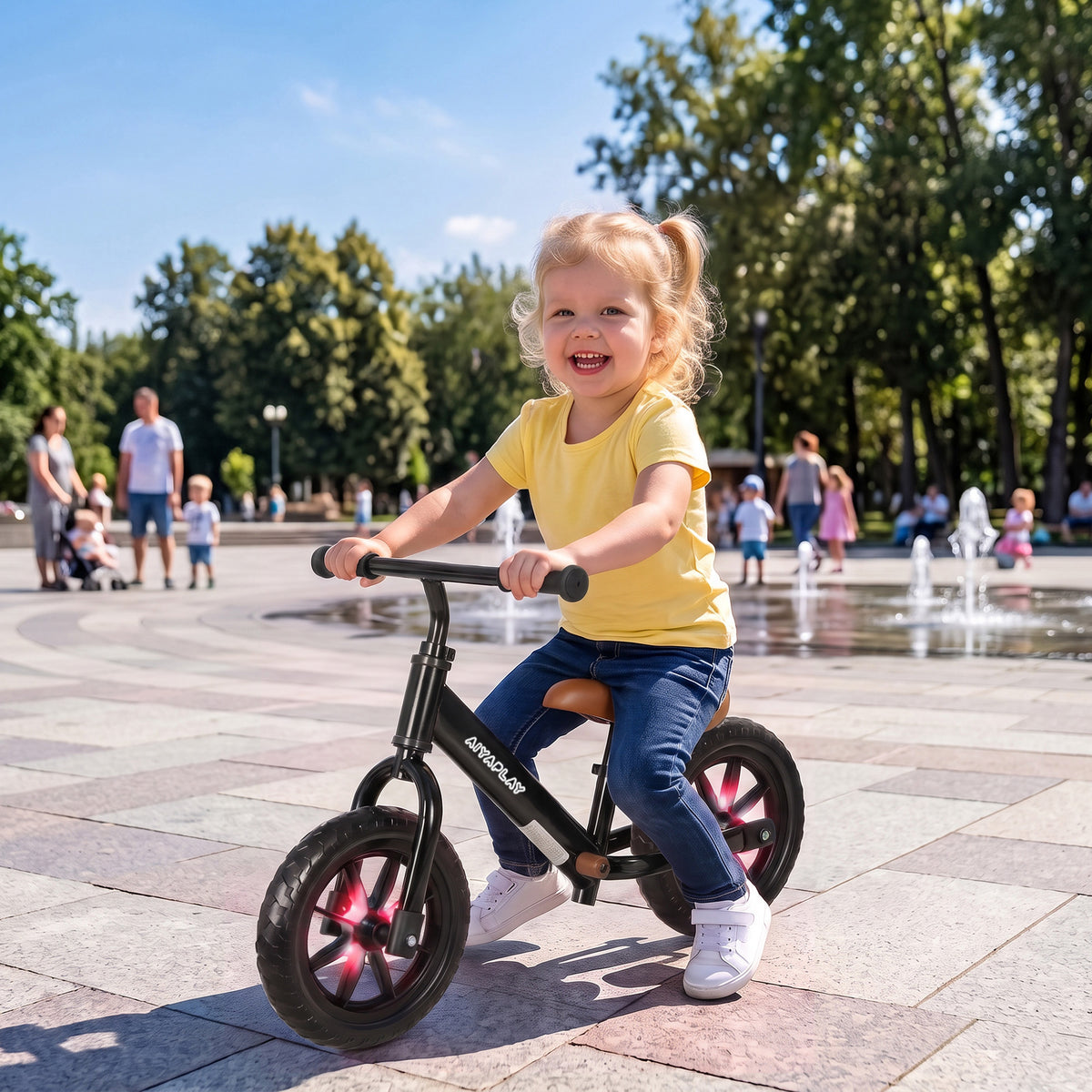 11.2" Balance Bike with Lighting Wheels for 2-5 Years, Black