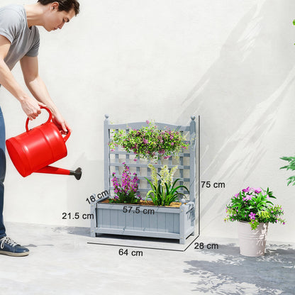 Raised Garden Bed with Trellis Garden Planters Indoor Grey