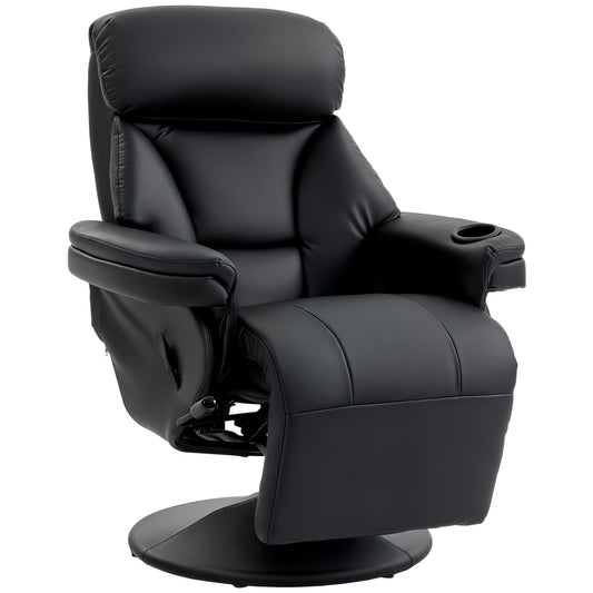 Upholstered Reclining Armchair with Adjustable Backrest, Black