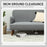 2 Seater Sofa with 21cm Thick Padding and Wood Legs, Grey