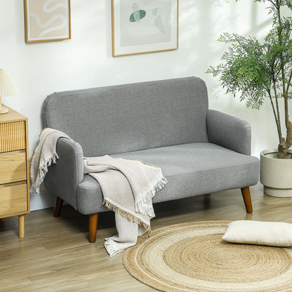 2 Seater Sofa with 21cm Thick Padding and Wood Legs, Grey