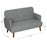 2 Seater Sofa with 21cm Thick Padding and Wood Legs, Grey