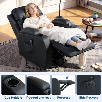 Massage Recliner Chair with 8 Vibration & Heat, Black