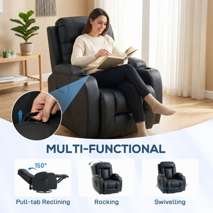 Massage Recliner Chair with 8 Vibration & Heat, Black