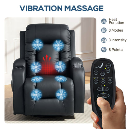 Massage Recliner Chair with 8 Vibration & Heat, Black