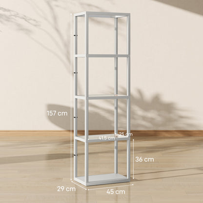 LED Floor Lamp with Glass Shelves, Dimmable Room Lamp, Grey