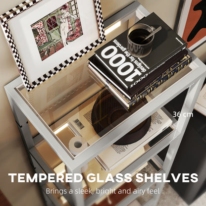 LED Floor Lamp with Glass Shelves, Dimmable Room Lamp, Grey