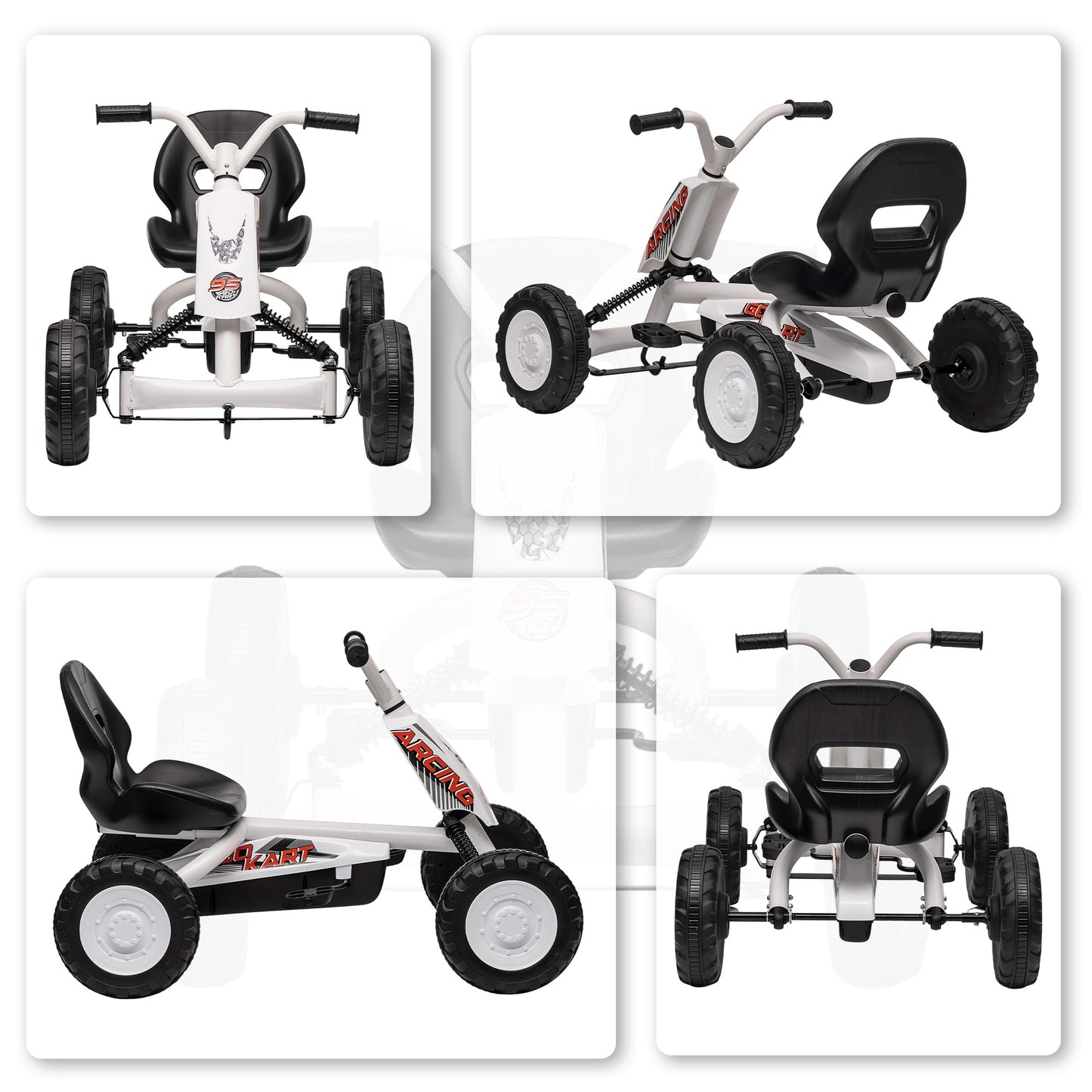 Pedal Go Kart, Go Kart for Kids Ages 2-5 Years, White