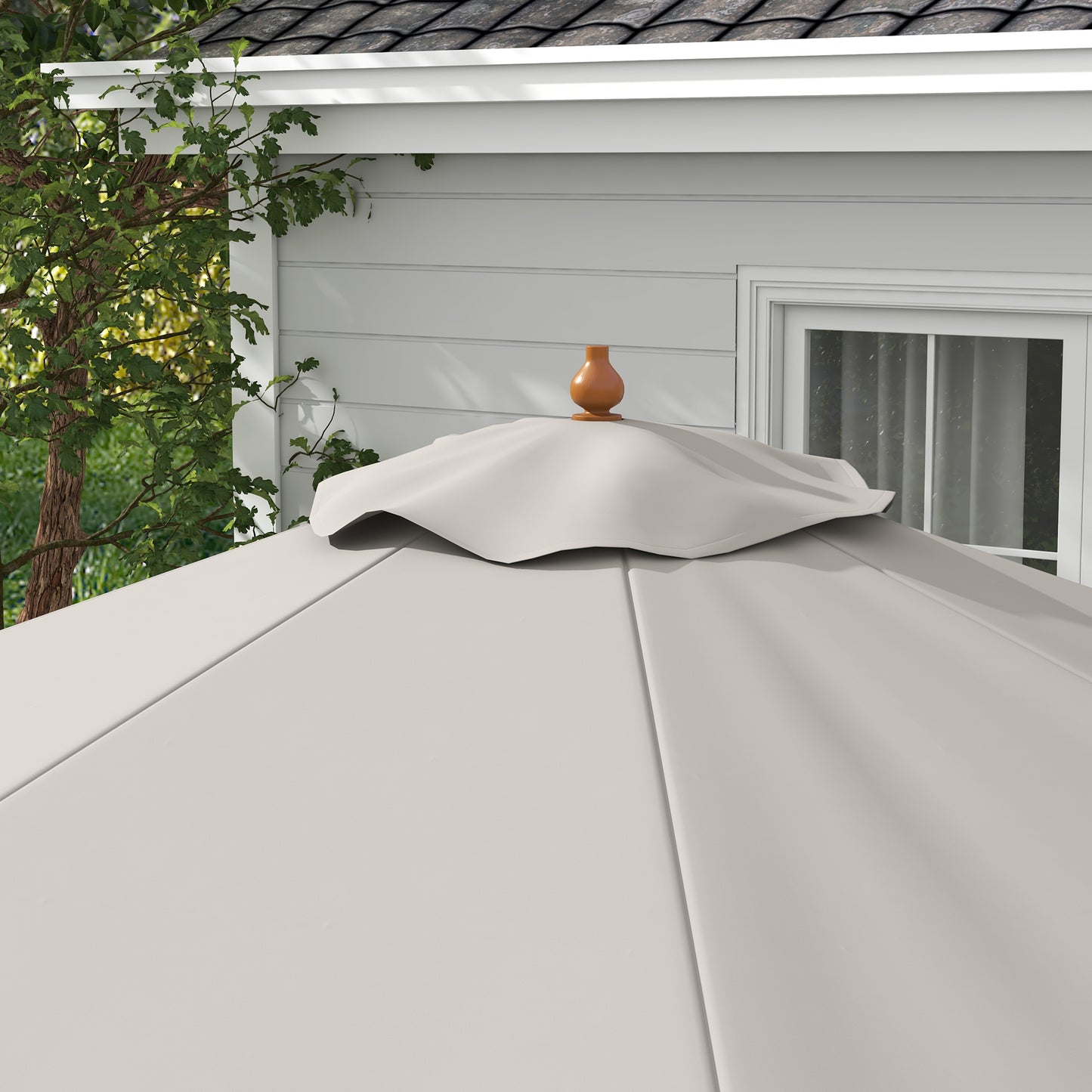 Garden Parasol Patio Umbrella with Ruffles Grey