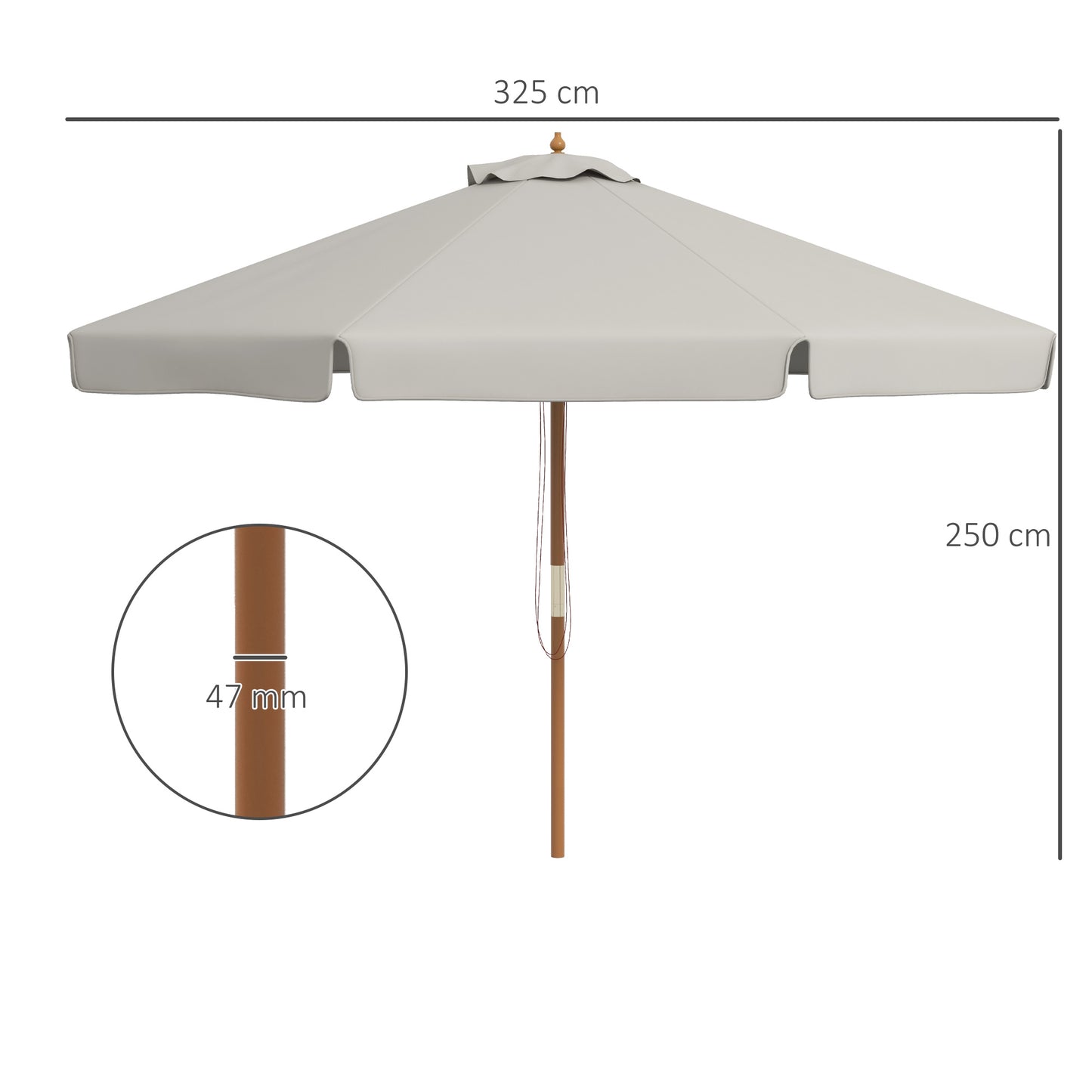 Garden Parasol Patio Umbrella with Ruffles Grey