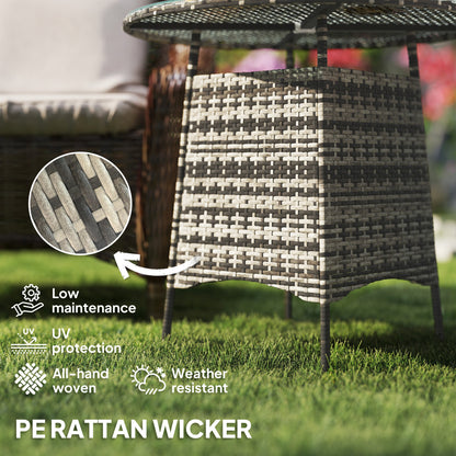 Patio Furniture Rattan Garden Table with Umbrella Hole, Grey