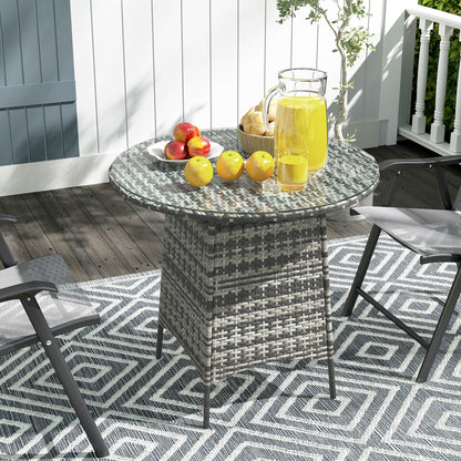 Patio Furniture Rattan Garden Table with Umbrella Hole, Grey