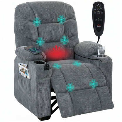 Electric Massage Recliner Chair with Heat, Reclining Chair, Dark Grey