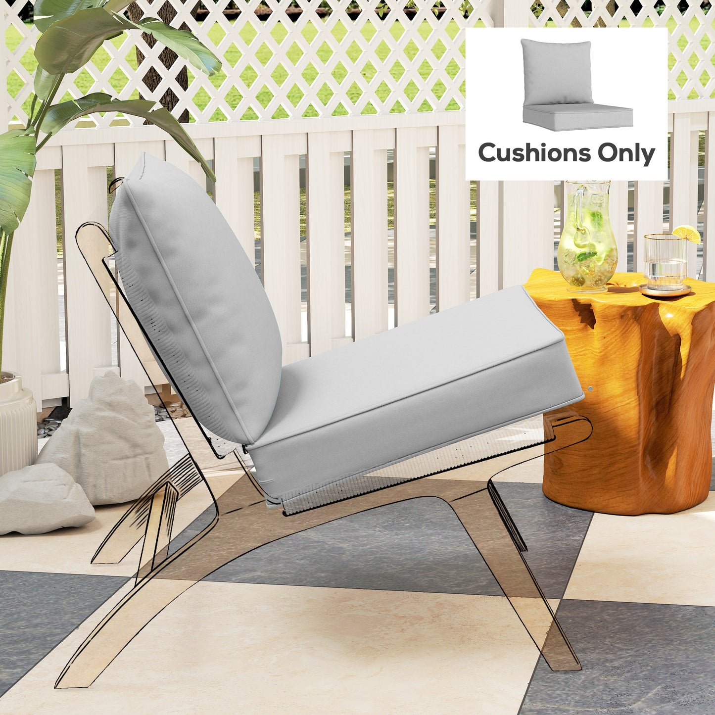 Seat and Back Cushion Set, Fade Resistant Replacement Cushion