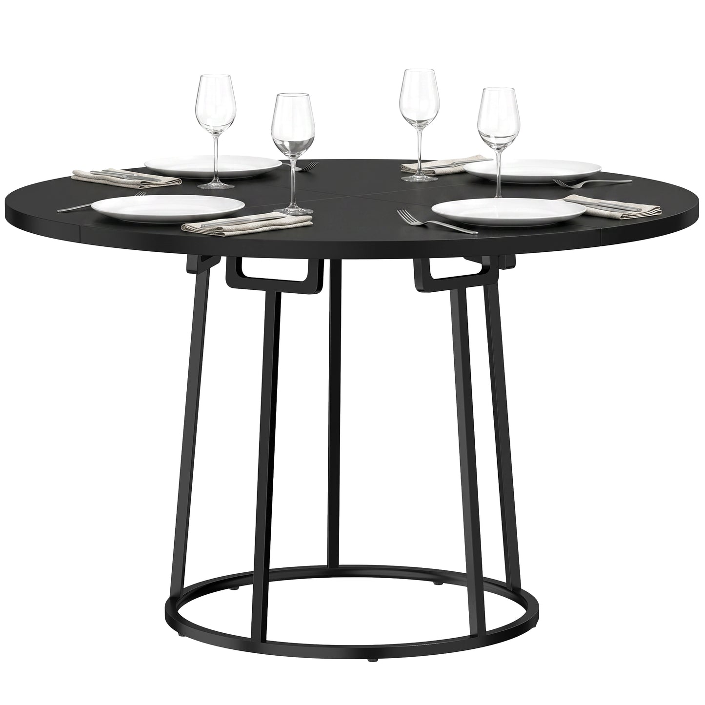 Round Dining Table for 4-6 Space Saving 120 cm Black