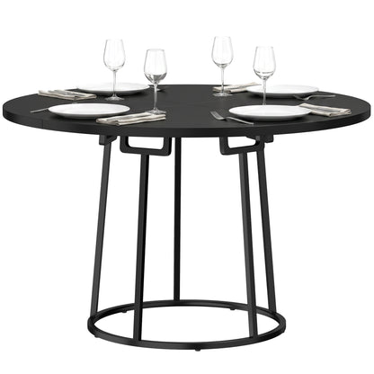 Round Dining Table for 4-6 Space Saving 120 cm Black