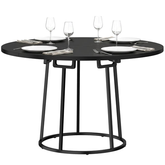 Round Dining Table for 4-6 Space Saving 120 cm Black