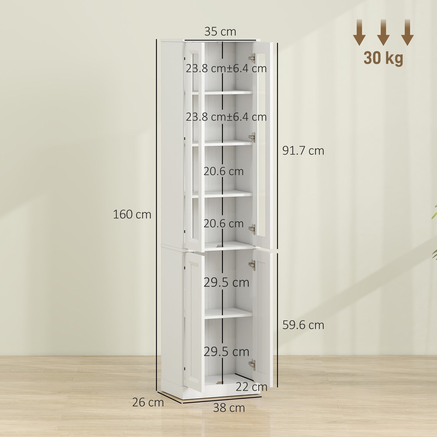 Tall Bathroom Storage Cabinet, 6-Tier Bathroom Cabinet, White