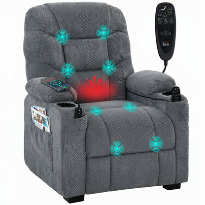Electric Recliner Armchair with 8-Point Massage and Lumbar Heat - Dark Grey