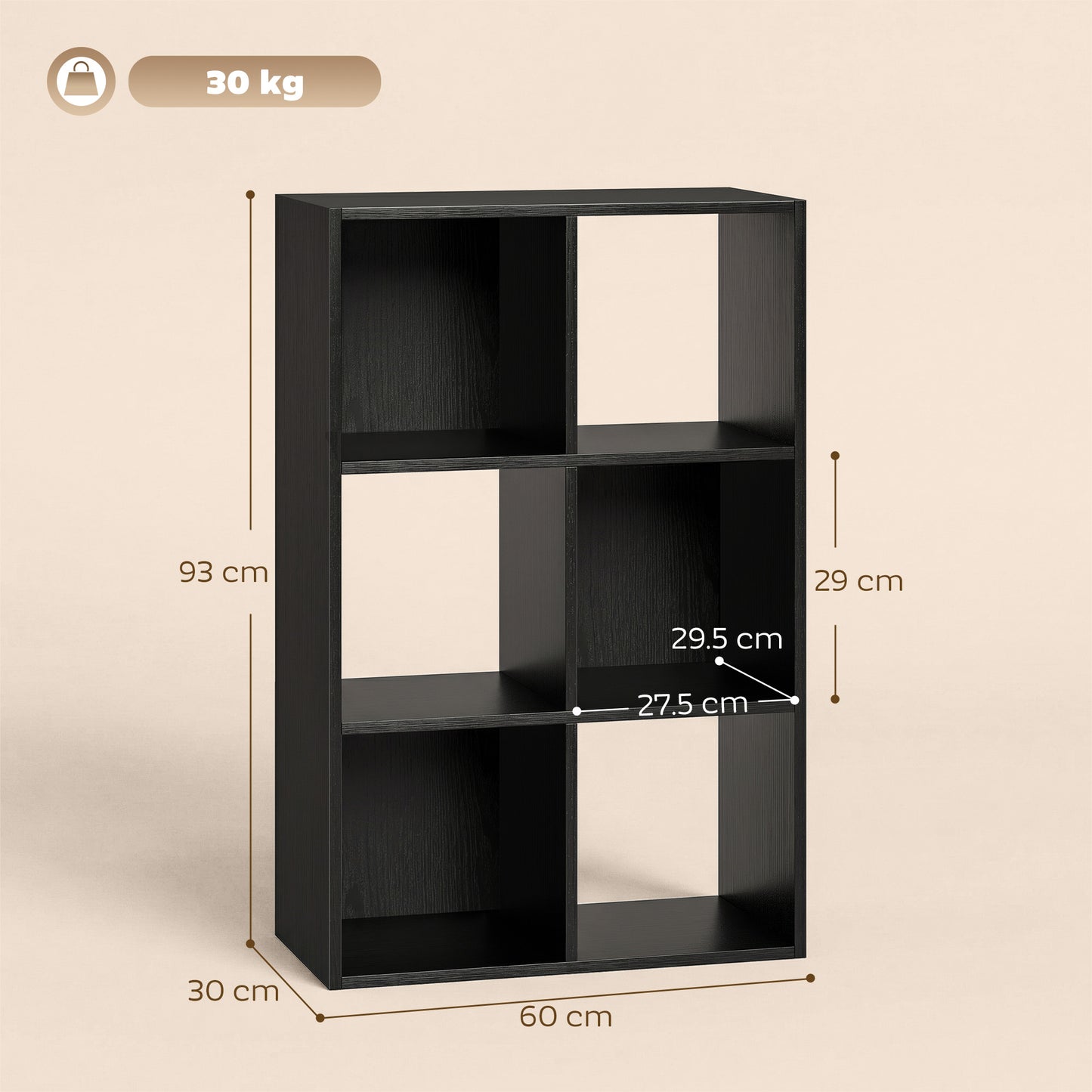 Industrial Storage Shelf, Bookcase, Bookshelf, Black Wood Effect