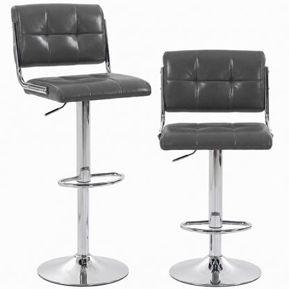 Adjustable Bar Stools Set of 2 with Backrest Grey