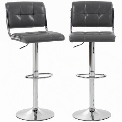 Adjustable Bar Stools Set of 2 with Backrest Grey
