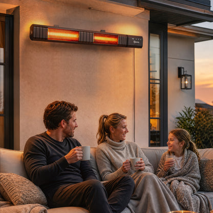 3000 W Electric Infrared Patio Heater Wall Mounted, Black
